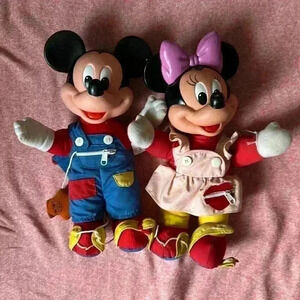 1980s Disney Mickey and Minnie Dolls